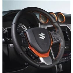 Volant sport, en cuir avec surpiqûres - Orange